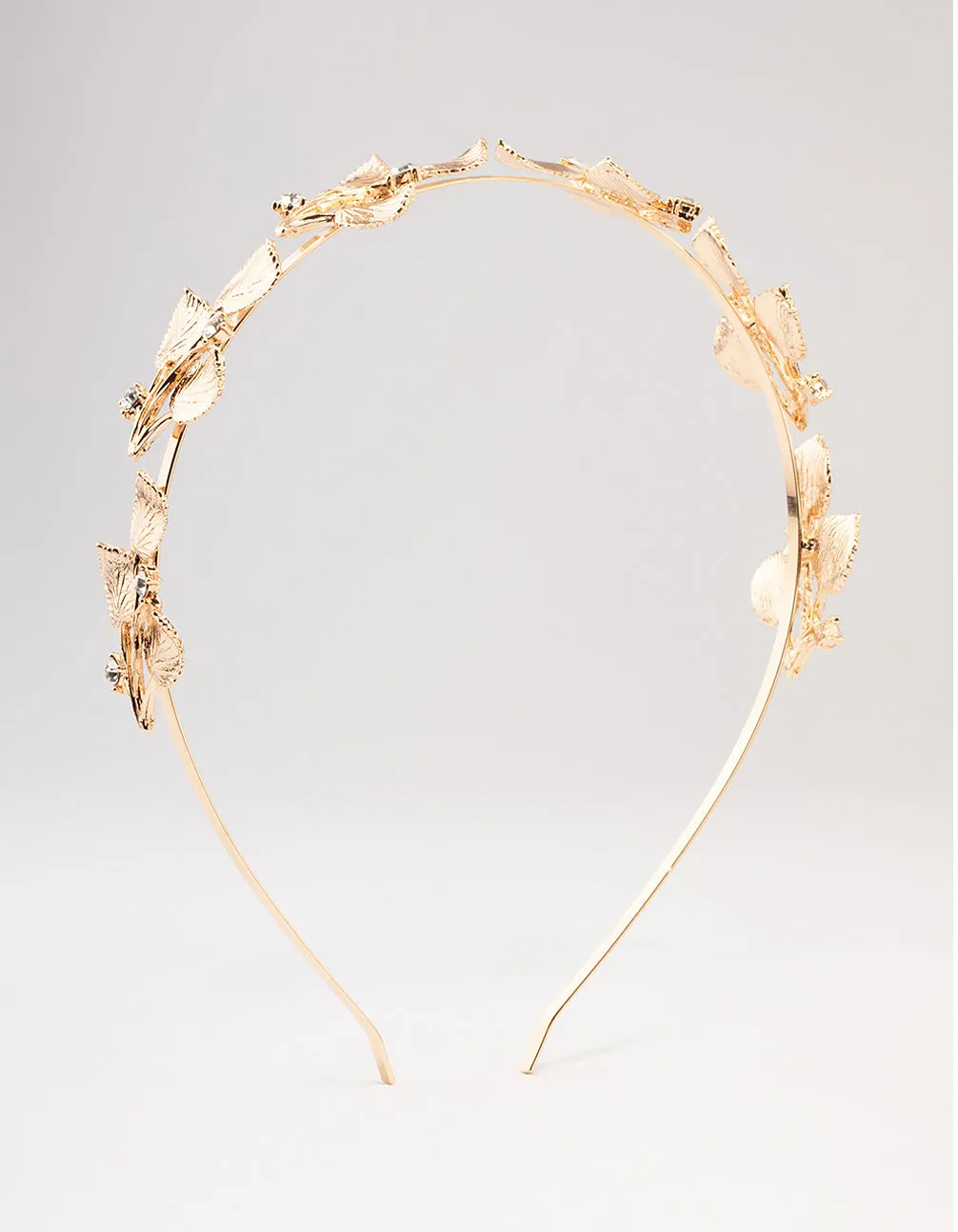 Gold Small Leafy Crystal Headband sold by lovisa