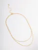 Gold Plated Cubic Zirconia Dainty Baguette Layered Necklace sold by lovisa