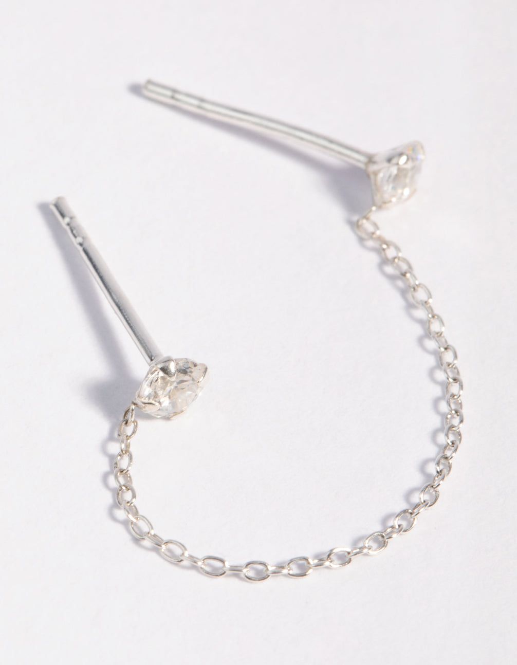 Sterling SIlver Cubic Zirconia Chain Double Stud Earring sold by lovisa