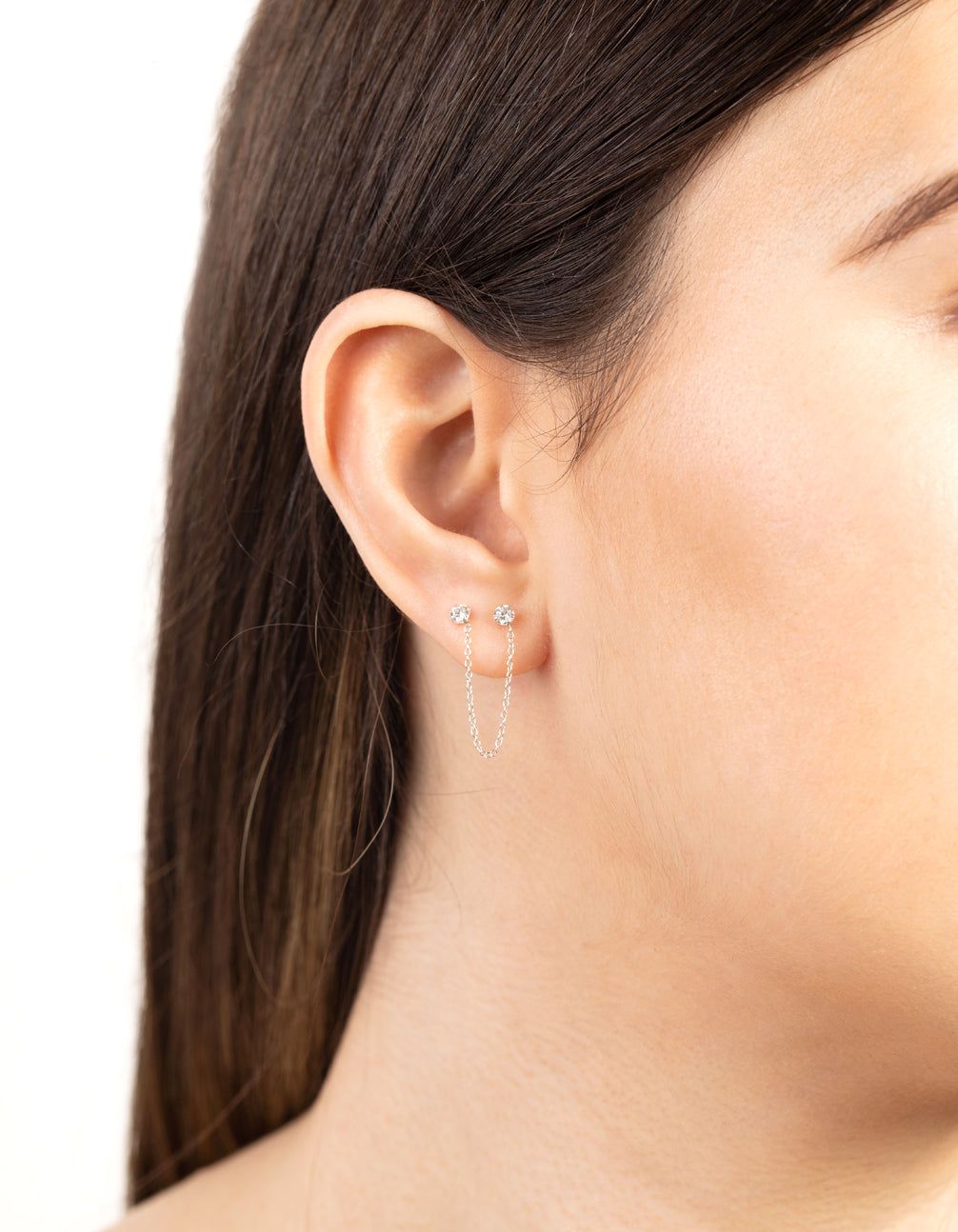 Sterling SIlver Cubic Zirconia Chain Double Stud Earring sold by lovisa product image thumbnail 2