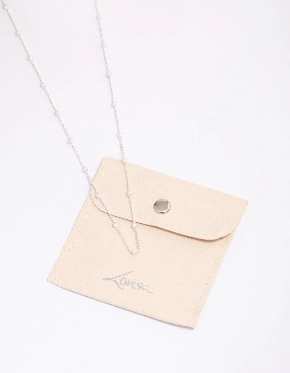 Silver Pearl Station Chain Necklace sold by lovisa product image thumbnail 2
