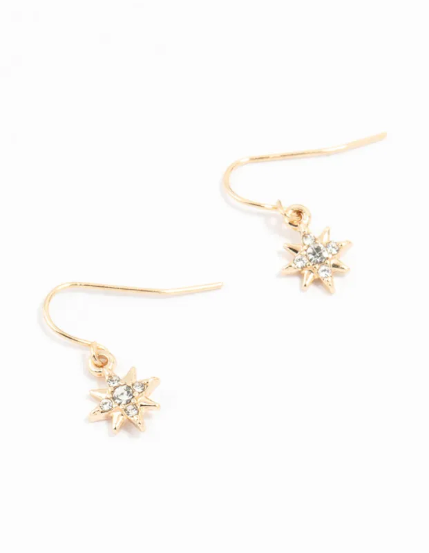 Gold Diamante 8 Point Star Earrings sold by lovisa