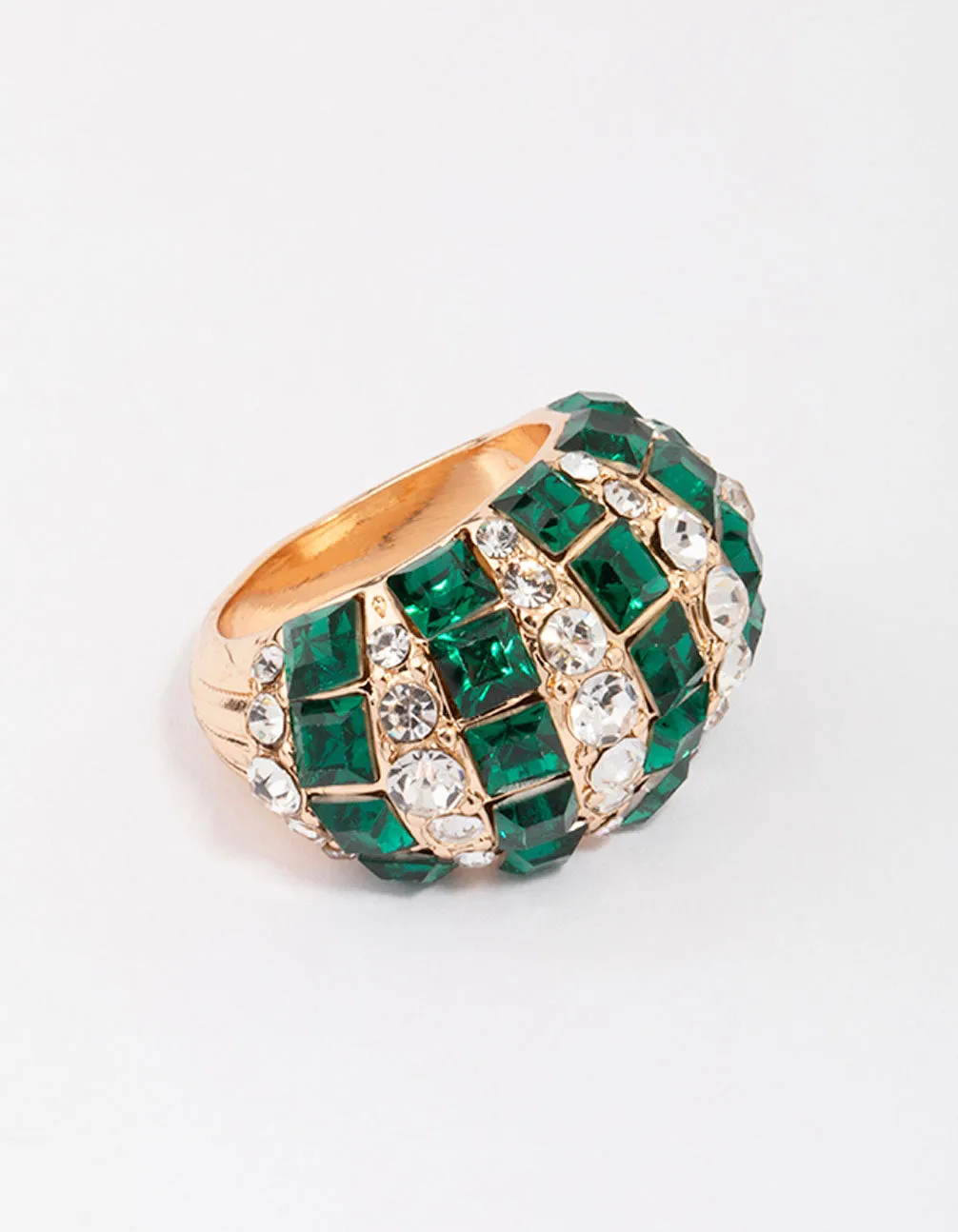 Gold Emerald Stripe Dazzling Ring sold by lovisa
