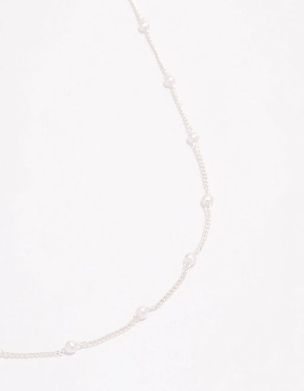 Silver Pearl Station Chain Necklace sold by lovisa