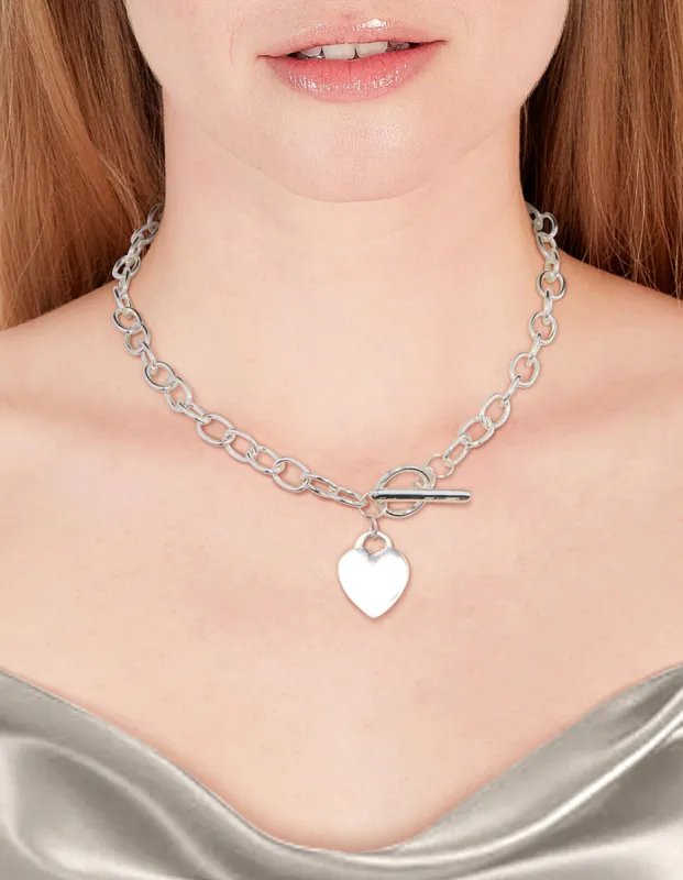 Silver Heart Charm Chain T&O Necklace sold by lovisa