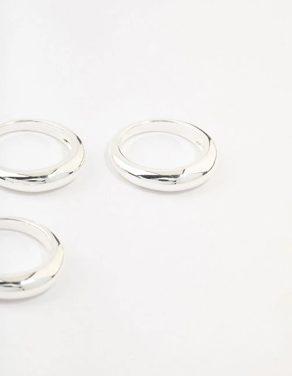 Silver Plated Medium Dome Rings 3-Pack sold by lovisa product image thumbnail 3