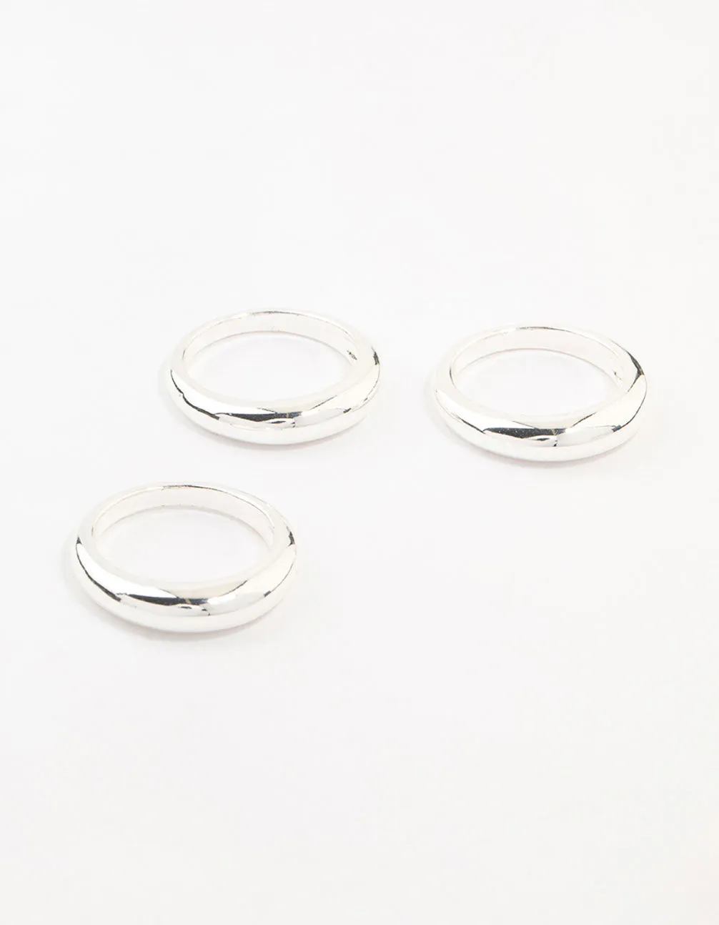 Silver Plated Medium Dome Rings 3-Pack sold by lovisa