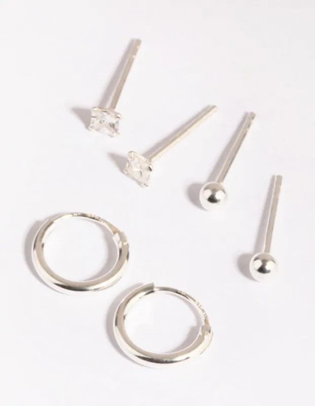 Sterling Silver Diamante Stud & Hoop Earring Pack sold by lovisa