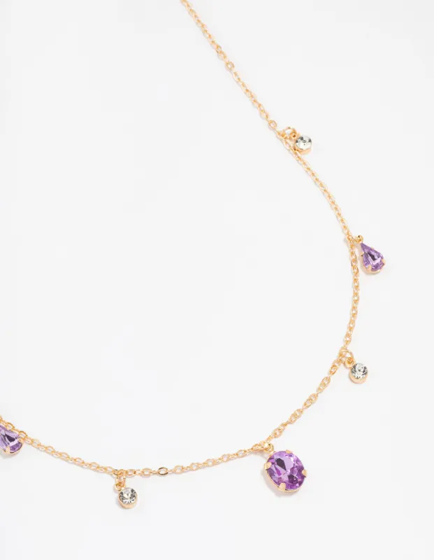 Gold Oval And Circle Droplet Necklace sold by lovisa