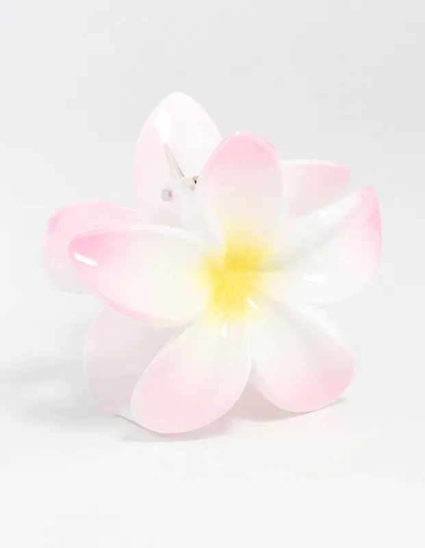 White  Frangipani Flower Claw Clip sold by lovisa