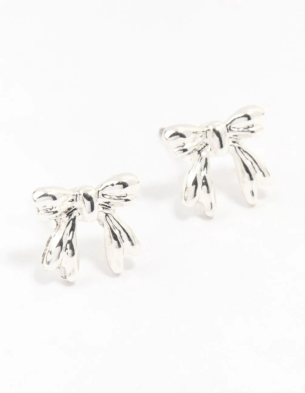 Silver Bow Stud Earrings sold by lovisa