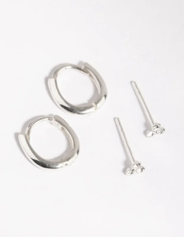 Sterling Silver Ball Stud & Huggie Earring Pack sold by lovisa