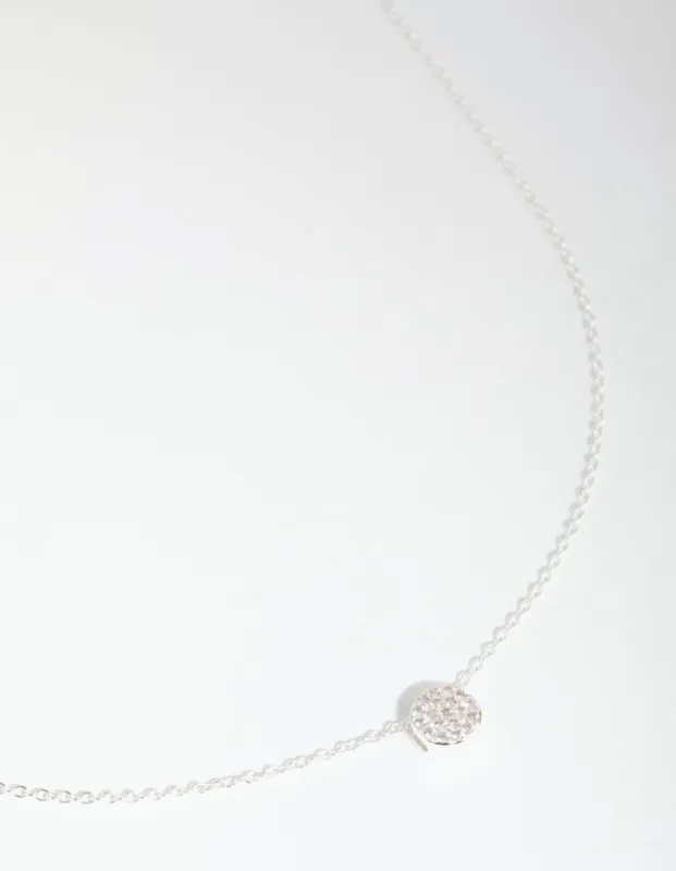 Sterling Silver Cubic Zirconia Pave Disc Necklace sold by lovisa