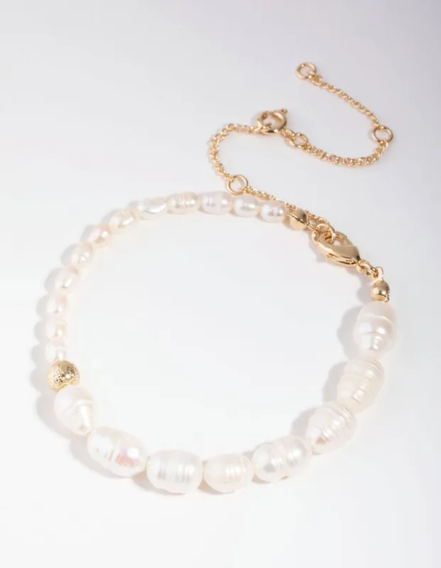 Gold Plated Freshwater Pearl Bracelet sold by lovisa