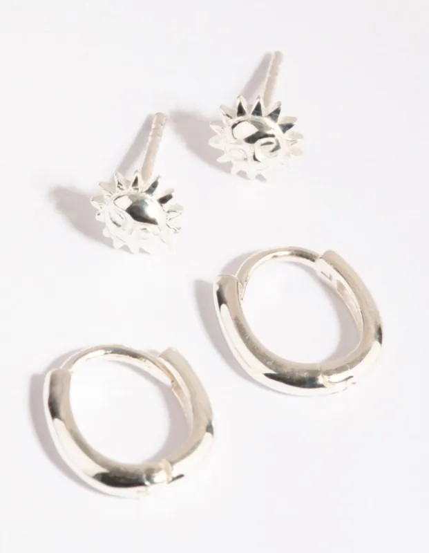 Sterling Silver Sun Stud & Huggie Earring Pack sold by lovisa