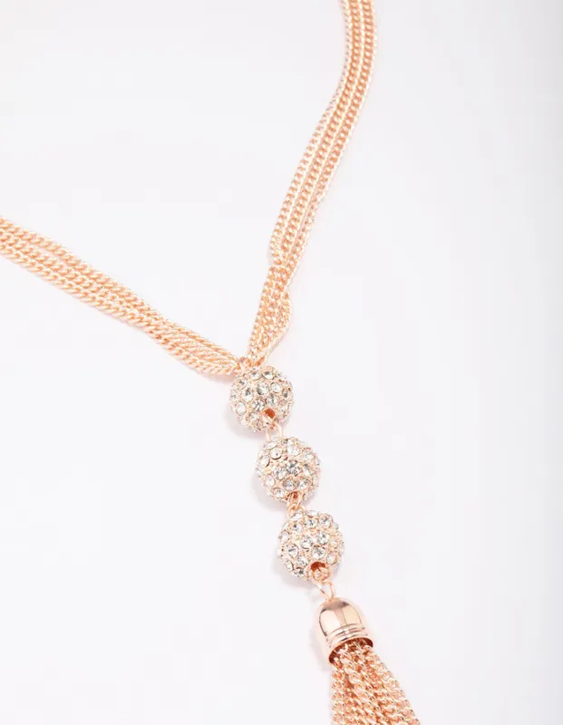 Rose Gold Stone Tassel Necklace sold by lovisa