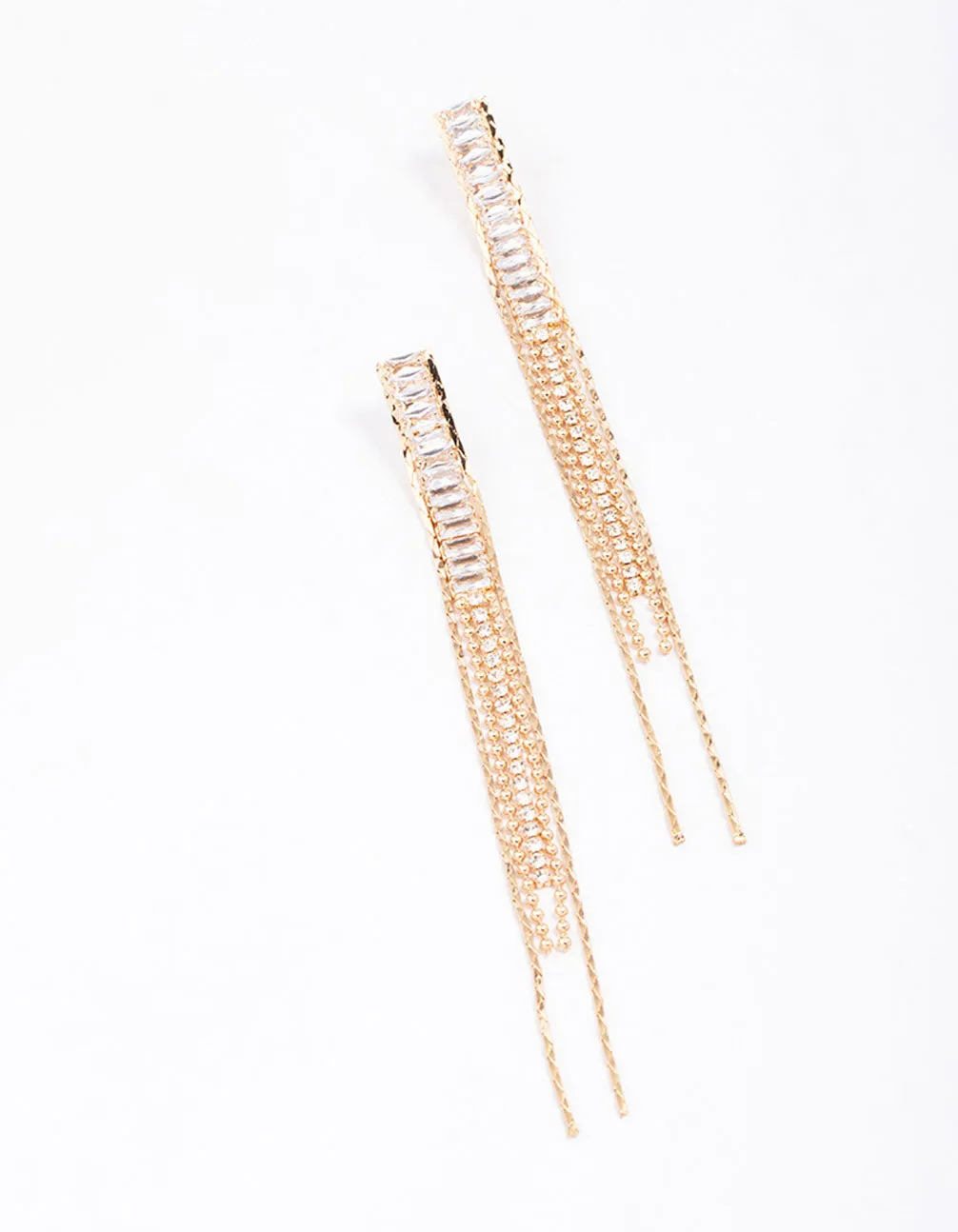 Gold Cubic Zirconia Chain Drop Earrings sold by lovisa
