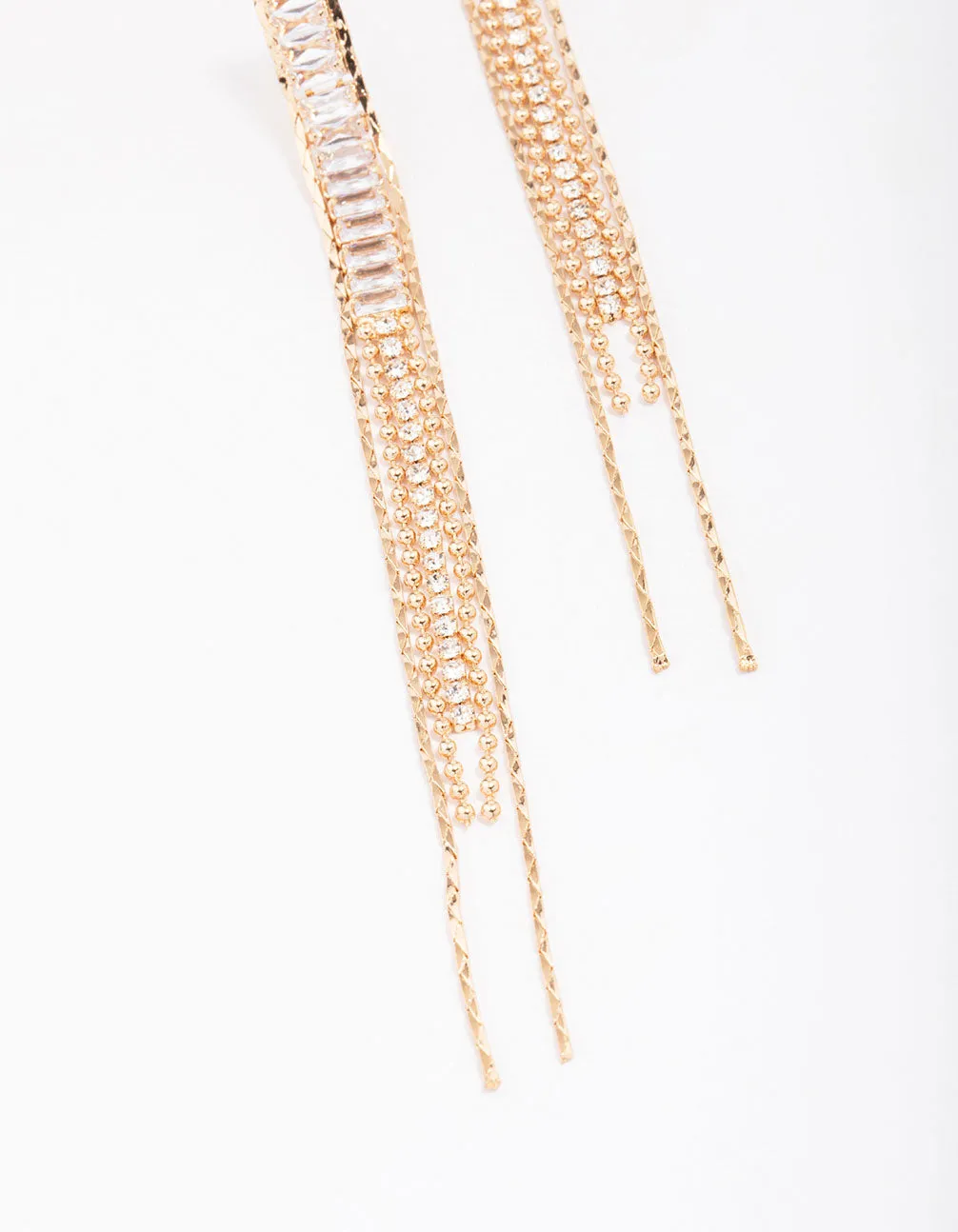 Gold Cubic Zirconia Chain Drop Earrings sold by lovisa product image thumbnail 2