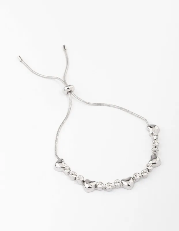 Rhodium Heart & Diamante Bracelet sold by lovisa