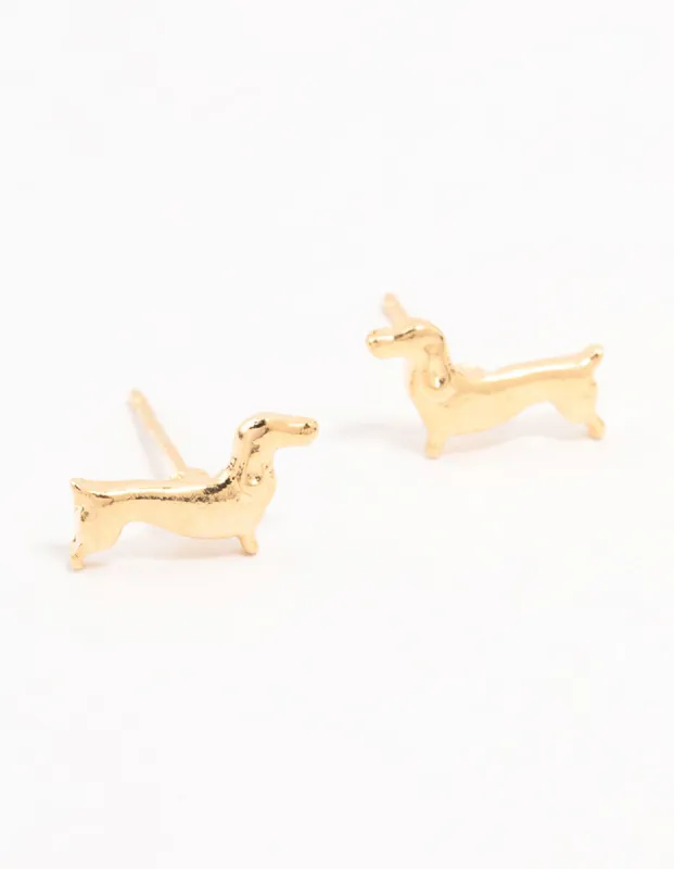 Gold Dachshund Stud Earrings sold by lovisa