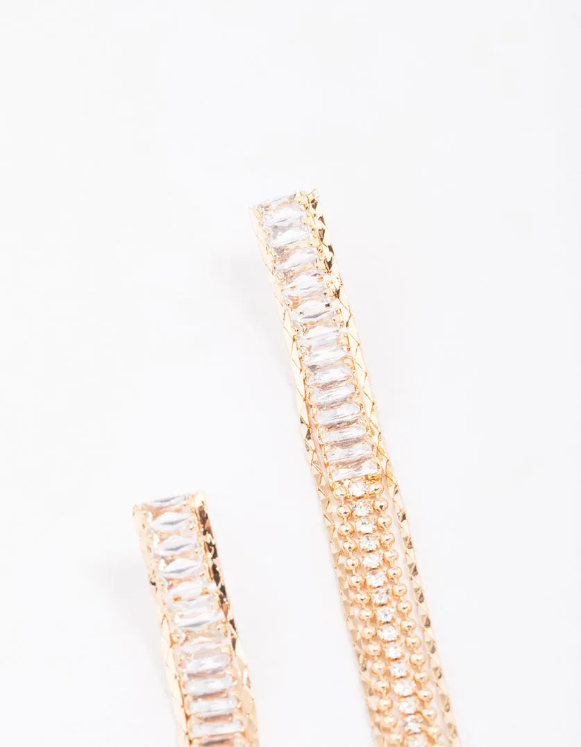Gold Cubic Zirconia Chain Drop Earrings sold by lovisa product image thumbnail 3
