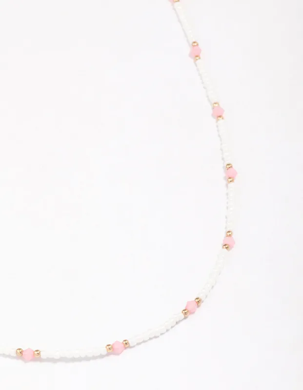 Gold Beaded Facet Chain Necklace sold by lovisa