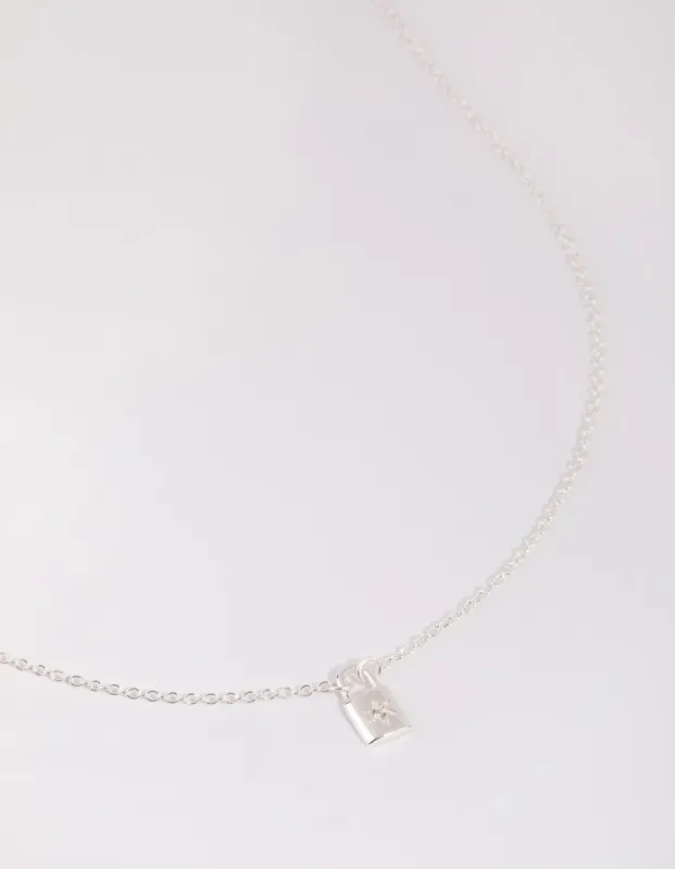 Sterling Silver Star Padlock Necklace sold by lovisa