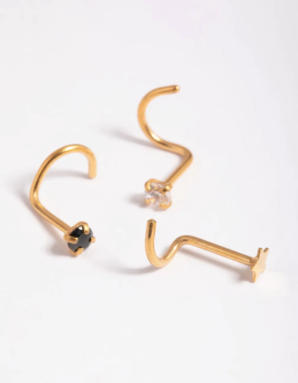 Gold Plated Surgical Steel Diamante Star Nose Stud Pack sold by lovisa product image thumbnail 3