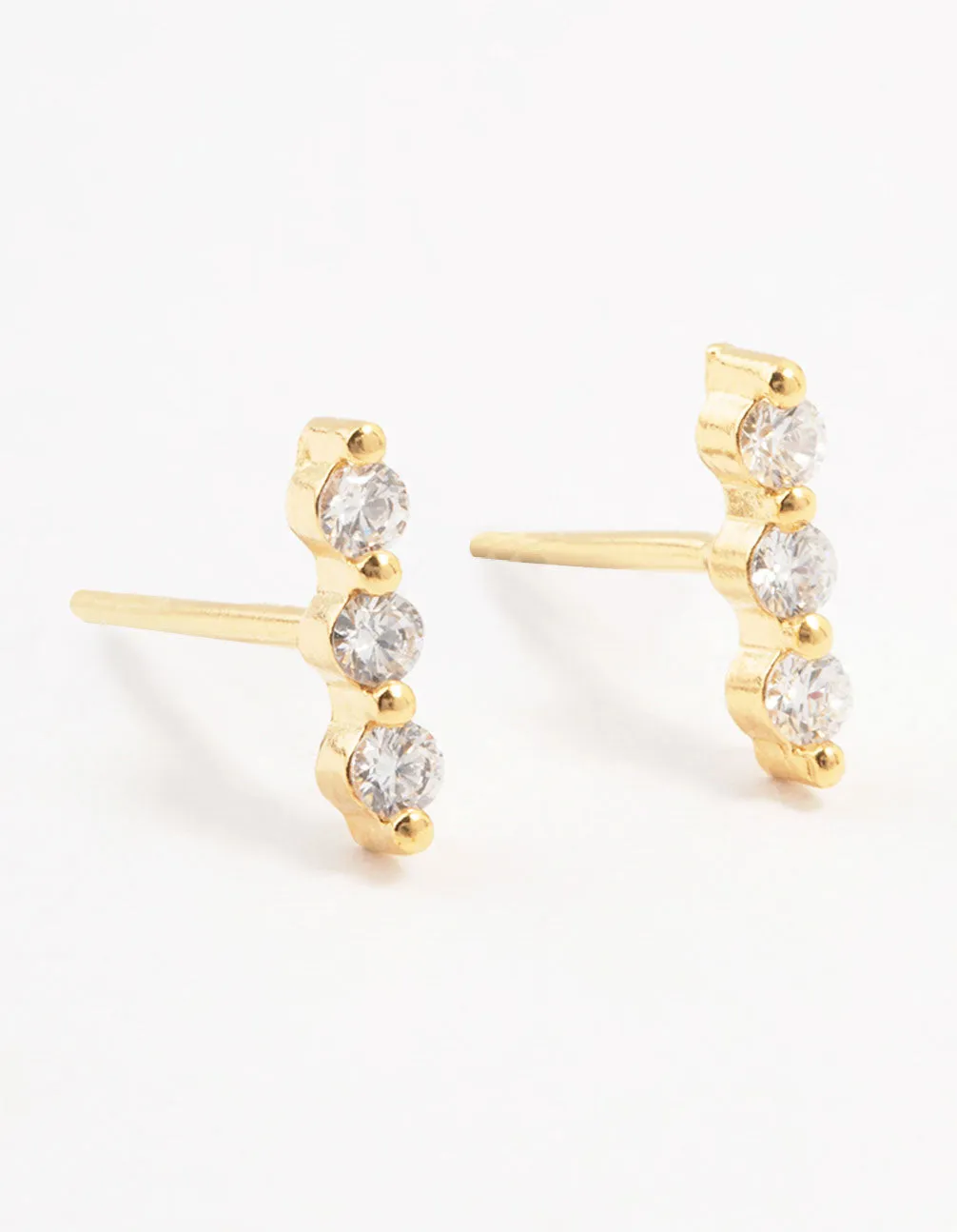 Gold Plated Sterling Silver Cubic Zirconia Bar Earrings sold by lovisa
