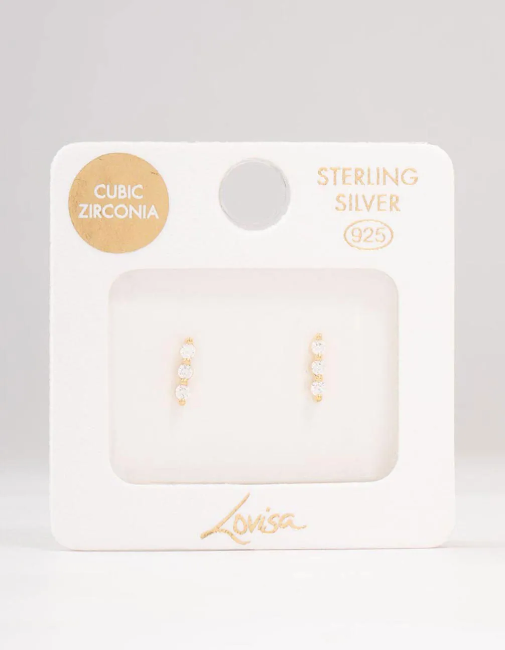 Gold Plated Sterling Silver Cubic Zirconia Bar Earrings sold by lovisa product image thumbnail 3
