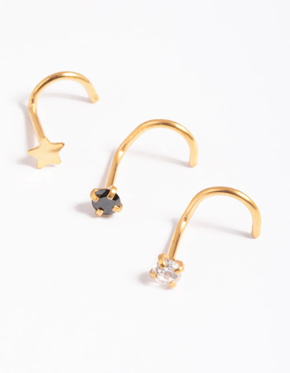 Gold Plated Surgical Steel Diamante Star Nose Stud Pack sold by lovisa product image thumbnail 2