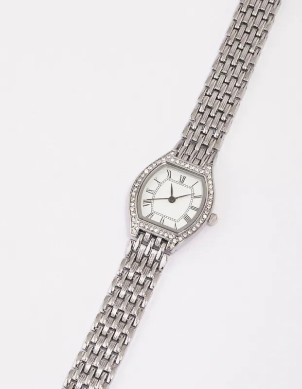 Rhodium Vintage Diamante Watch sold by lovisa