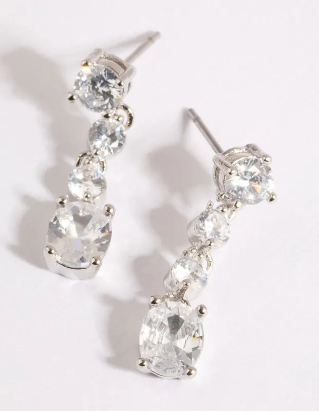 Rhodium Cubic Zirconia Round Droplet Earrings sold by lovisa