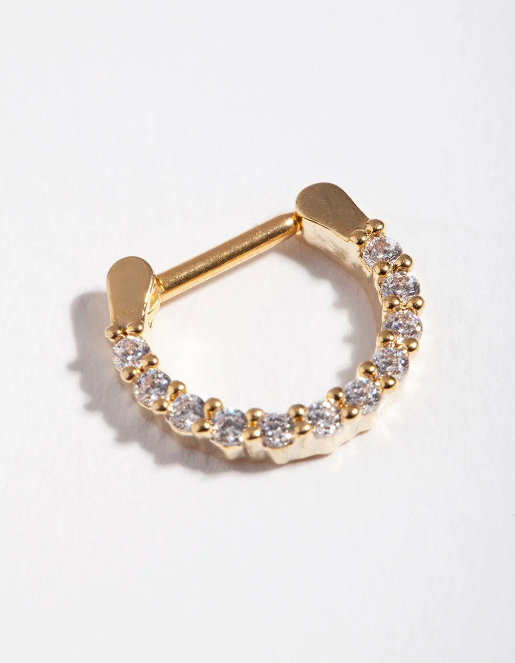 Gold Surgical Steel Cubic Zirconia Septum Clicker sold by lovisa