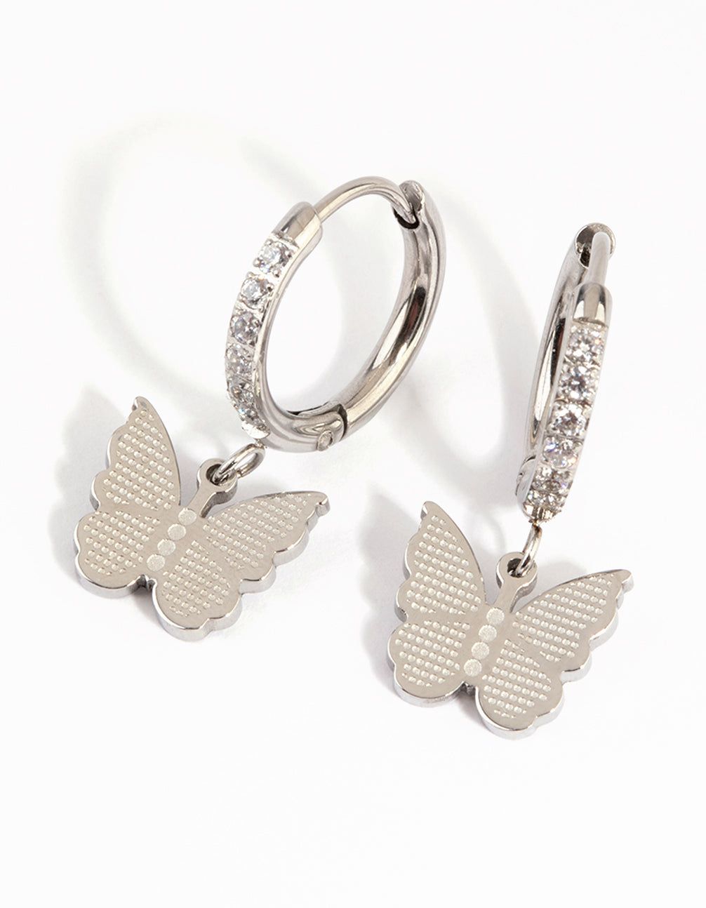 Surgical Steel Butterfly Charm Huggie Earrings sold by lovisa