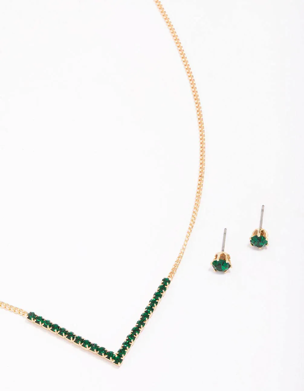Gold Cubic Zirconia V-Shaped Jewellery Set sold by lovisa