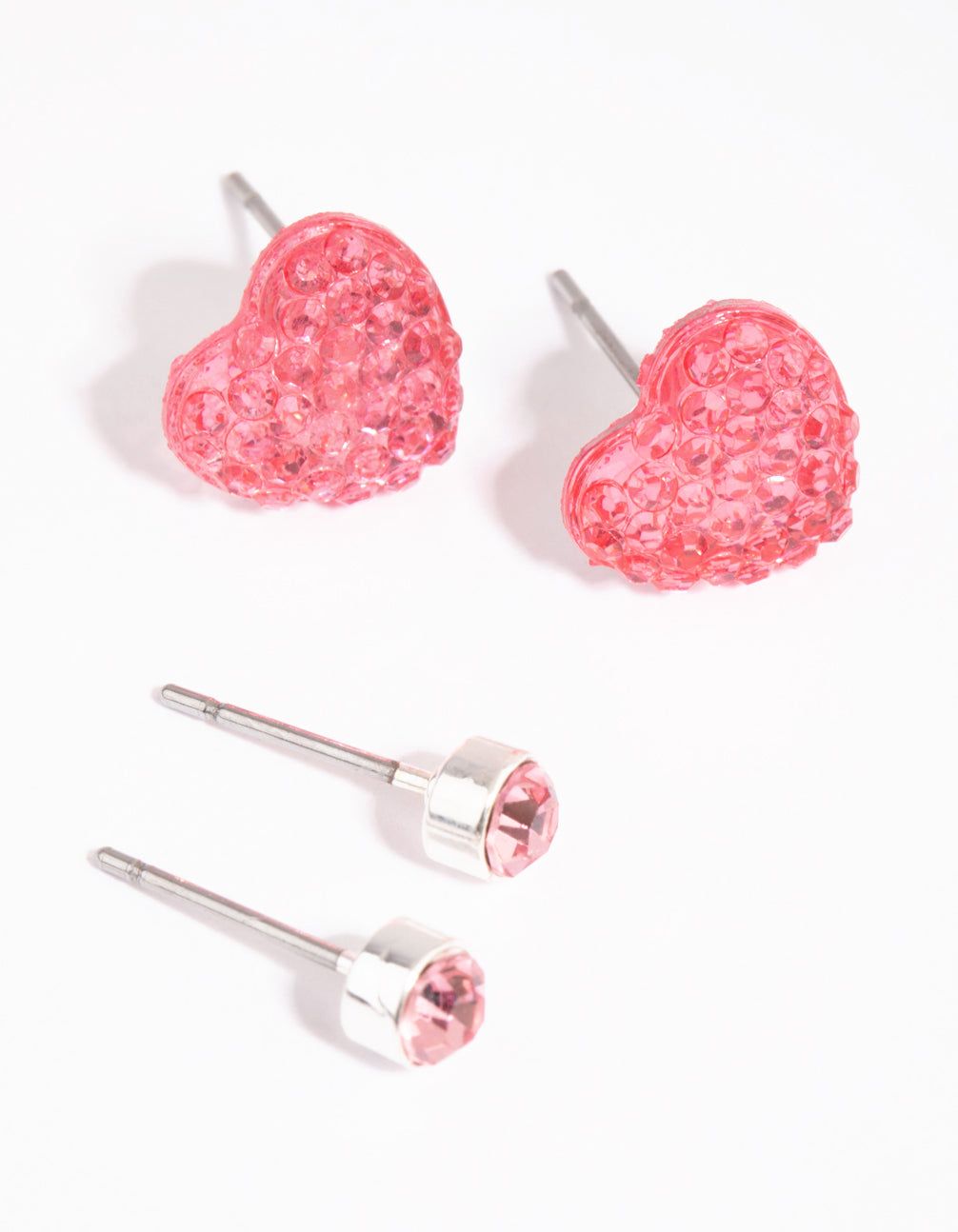 Pink Diamante Heart Earring Set sold by lovisa