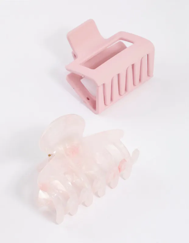 Pink Square Curved Hair Claw Pack sold by lovisa
