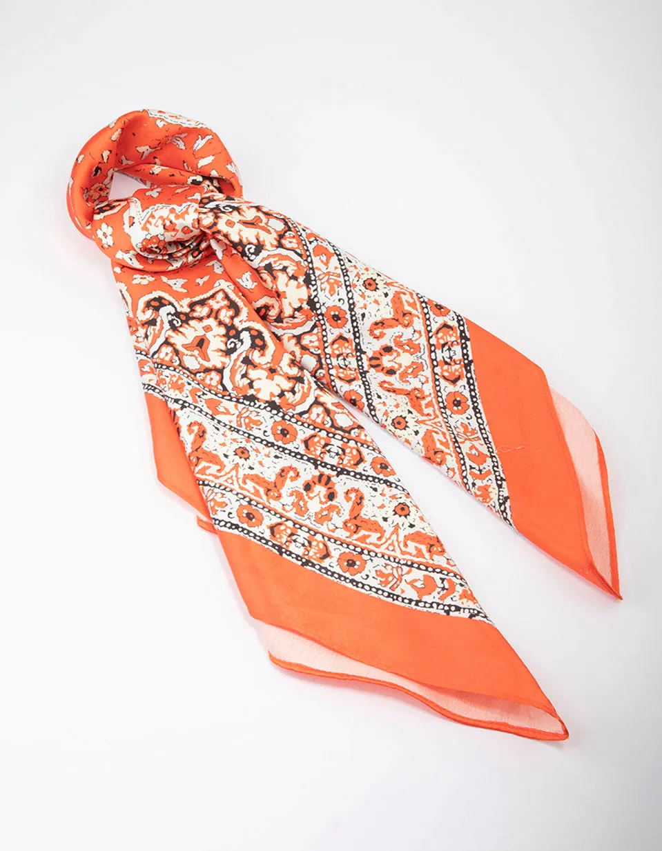 Orange Fabric Rustic Paisley Scarf sold by lovisa