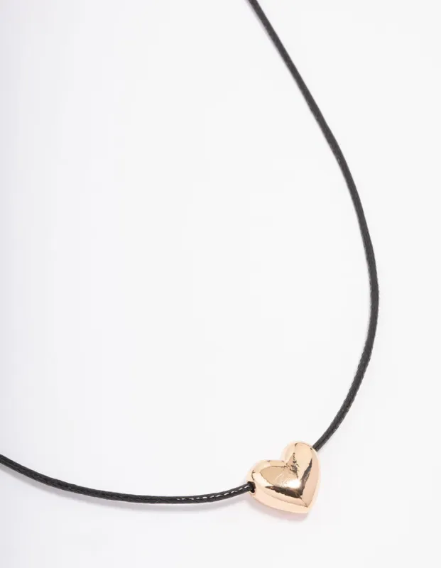 Gold Threaded Heart Cord Pendant Necklace sold by lovisa