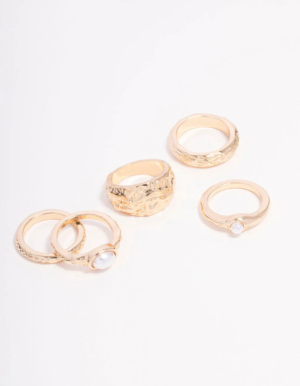 Gold Mixed Stone Ornate Ring 5-Pack sold by lovisa