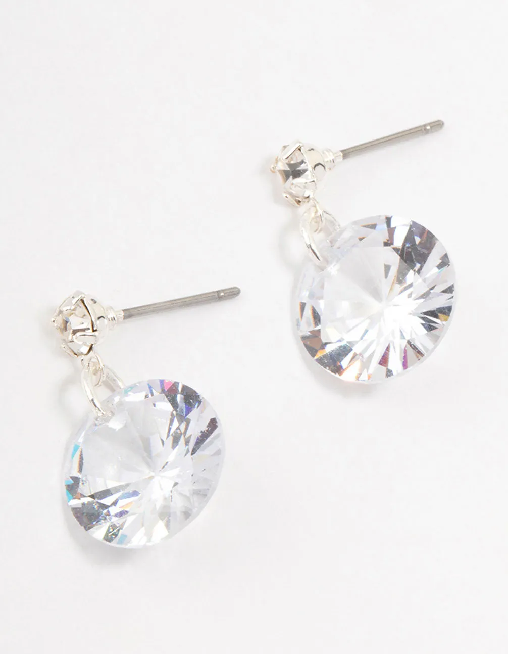 Large Cubic Zirconia Silver Drop Earrings sold by lovisa