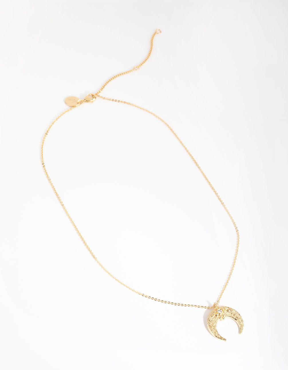 18ct Gold Plated Cubic Zirconia Textured Crescent Moon Necklace sold by lovisa product image thumbnail 2