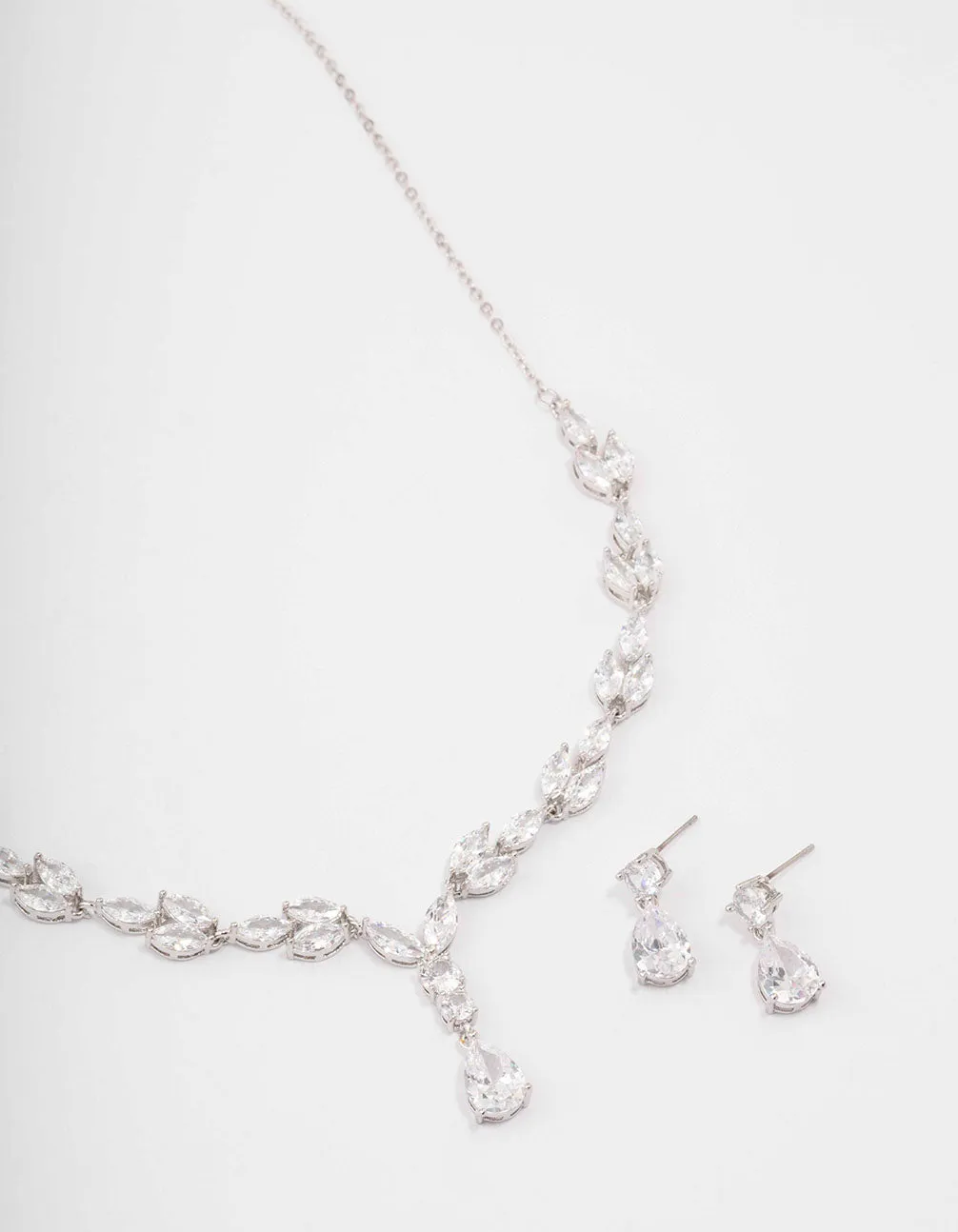 Silver Marquise Pear Necklace & Drop Earring Set sold by lovisa