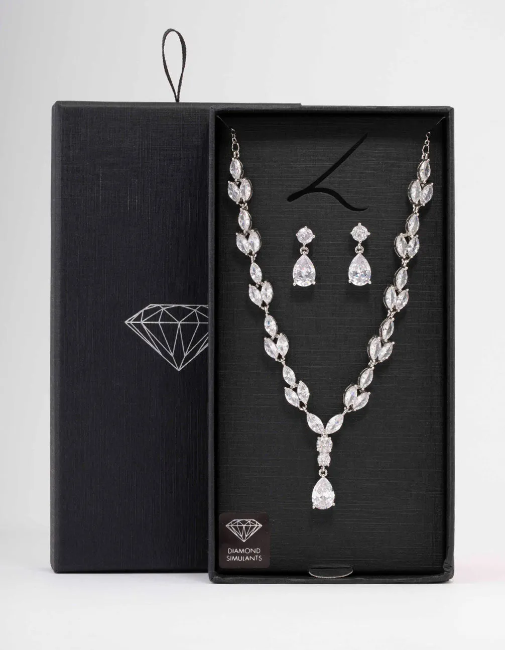 Silver Marquise Pear Necklace & Drop Earring Set sold by lovisa product image thumbnail 3