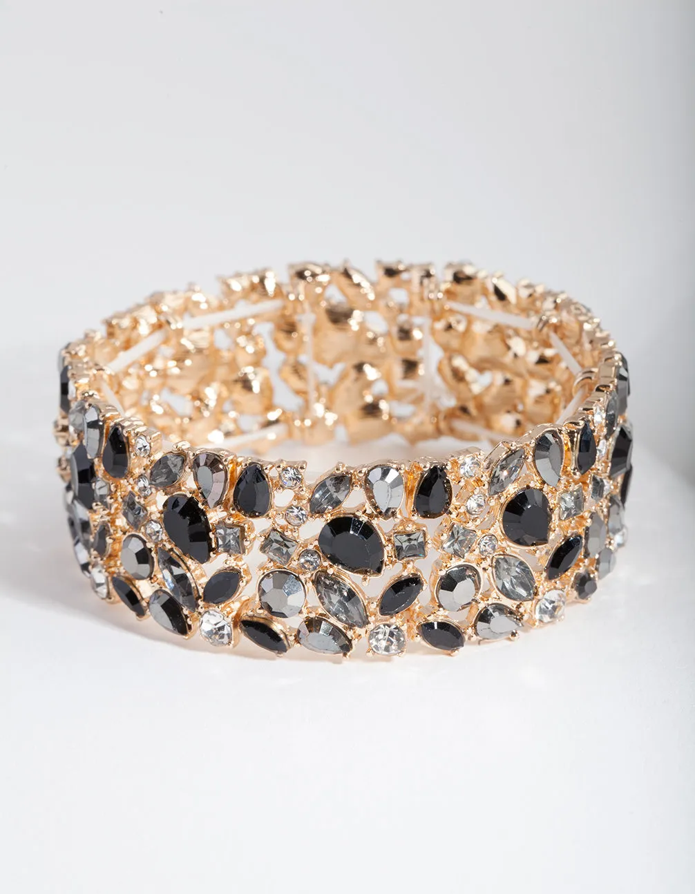 Black & Gold Stone Cluster Stretch Bangle sold by lovisa product image thumbnail 3
