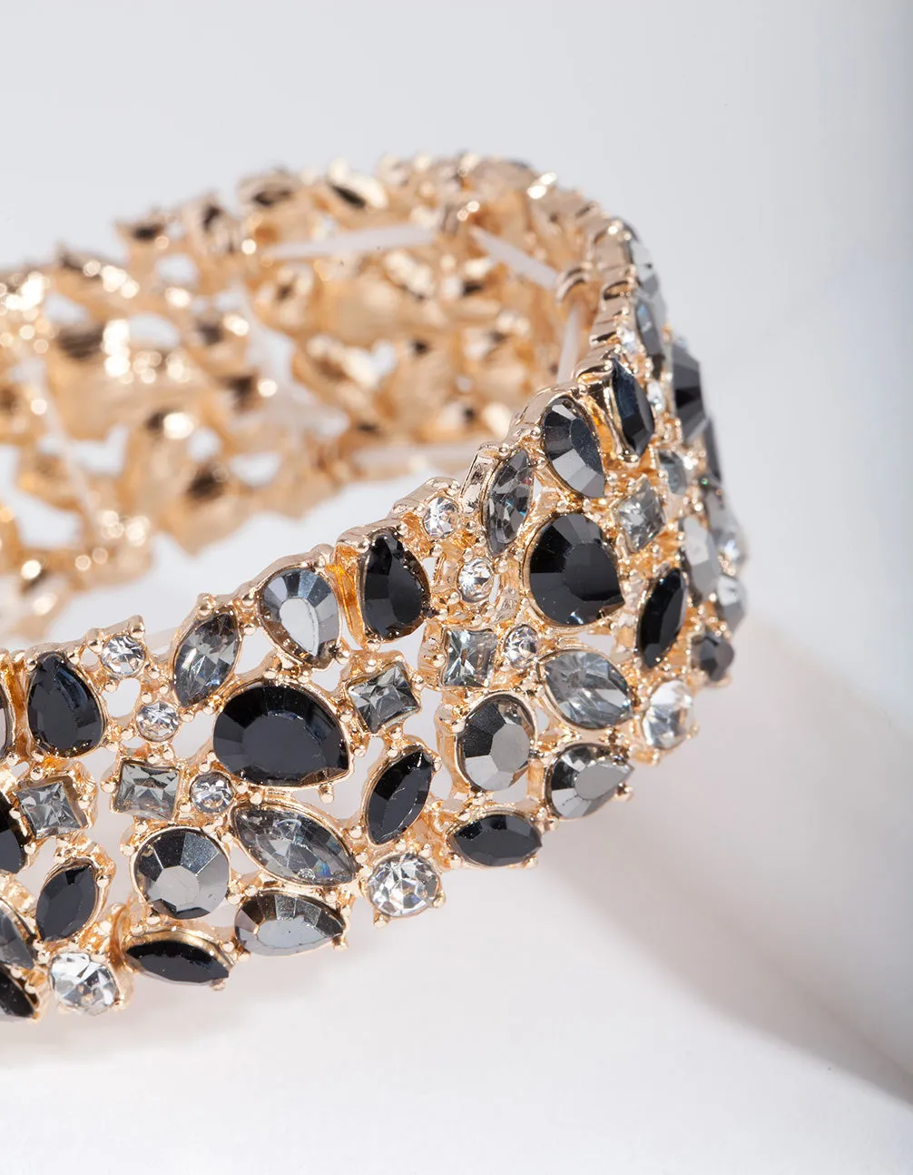 Black & Gold Stone Cluster Stretch Bangle sold by lovisa product image thumbnail 2