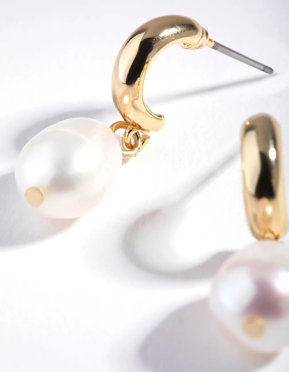 Gold Freshwater Pearl Huggie Hoop Earrings sold by lovisa product image thumbnail 3