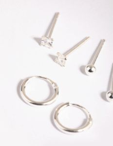 Sterling Silver Diamante Stud & Hoop Earring Pack sold by lovisa