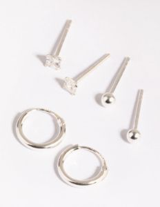 Sterling Silver Diamante Stud & Hoop Earring Pack sold by lovisa